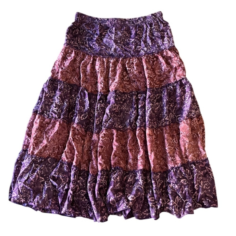 Hand Kreation 5 Tier Gypsy Maxi Skirt Purple and Pink - OS - Picture 3 of 8